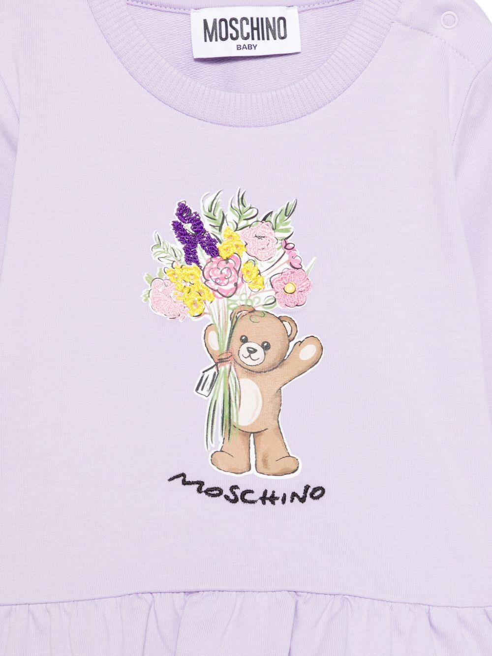 Felpa per neonata Moschino Kids viola con dettaglio floreale MDF035LDA00 51683 MOSCHINO KIDS 