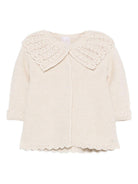 Cardigan per neonata Paz Rodríguez beige con colletto all'uncinetto 009-123100 73 H94 PaZ RODRIGUEZ 