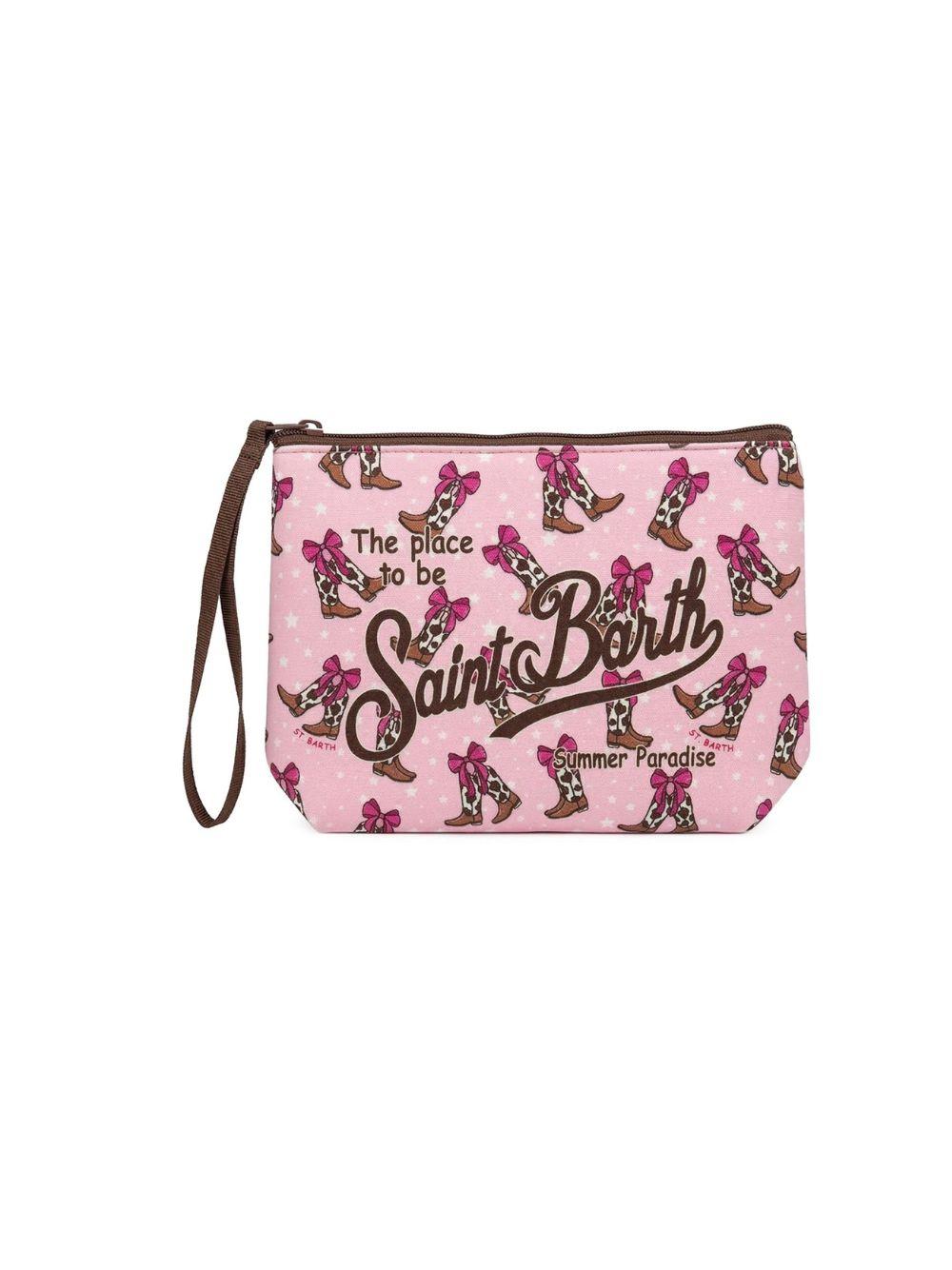 Pochette Aline MC2 Saint Barth rosa con stampa stivali cowgirl all-over ALIN001 00275L MC2 ST. BARTH KIDS 
