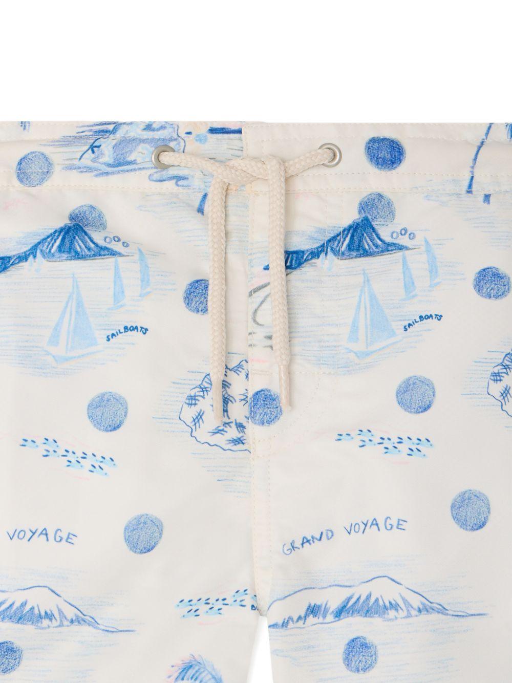 Costume da bagno Ariel per bambino Bonpoint beige con stampa grafica S06BSSW00001 615 BONPOINT KIDS 