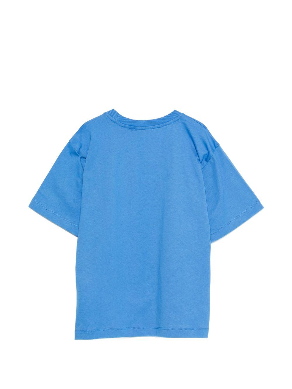 T-shirt per bambini Moschino Kids azzurro con logo sul davanti H5M05GLAA23 40630 MOSCHINO KIDS 