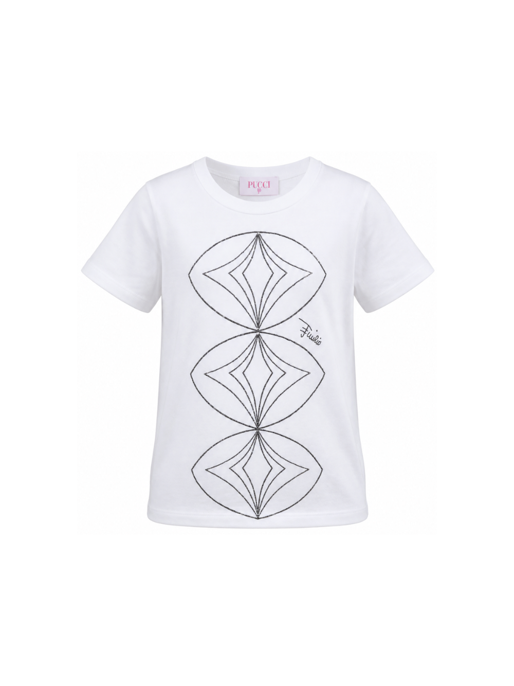 T-shirt per bambina Emilio Pucci Kids bianca con dettagli paillettes PZ8B01 Z3672 100NE EMILIO PUCCI KIDS 
