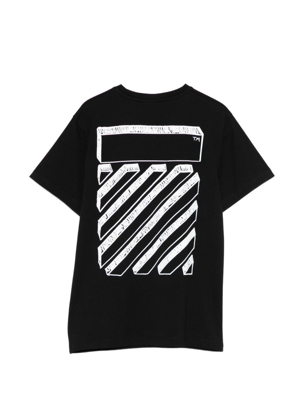 T-shirt per bambini Off-White Kids nera con logo sul davanti 44BAA002S26J009 001 OFF WHITE KIDS 