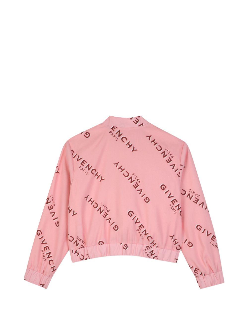 Completo felpa e shorts per bambina Givenchy Kids rosa con stampa logo all-over H31553 46G GIVENCHY KIDS 