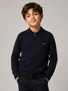 Cardigan per bambino Emporio Armani Kids blu con chiusura con zip EB000439 AF28773 UB118 EMPORIO ARMANI KIDS 