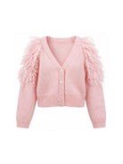 Cardigan per bambina Monnalisa Kids rosa con dettaglio con frange sulle spalle 79H800 8718 0091 MONNALISA KIDS 