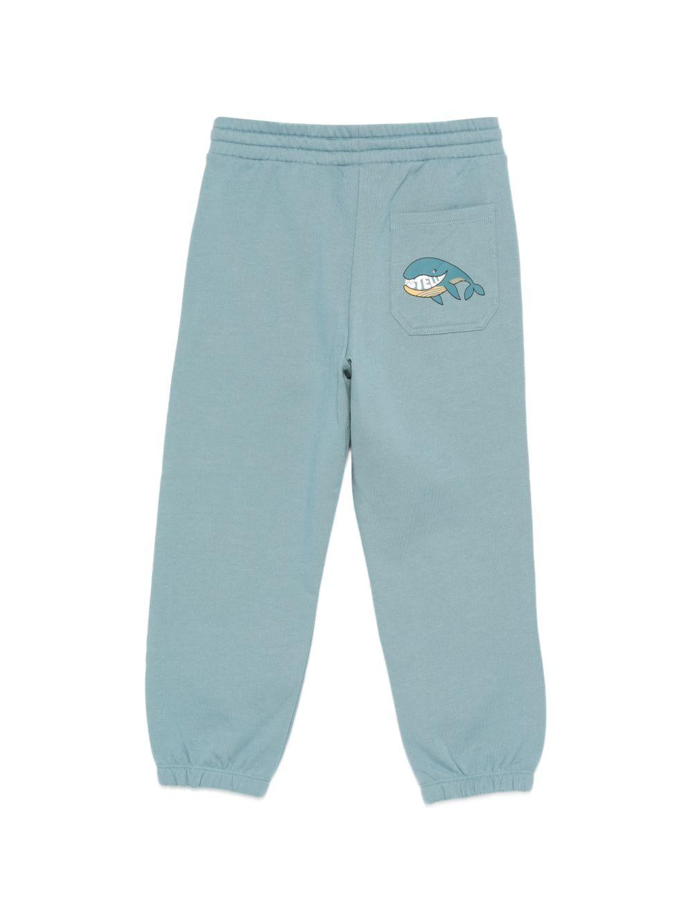 Pantaloni sportivi per bambino Stella McCartney Kids verde con stampa grafica balena TY6S50 Z3409 642 STELLA McCARTNEY KIDS 