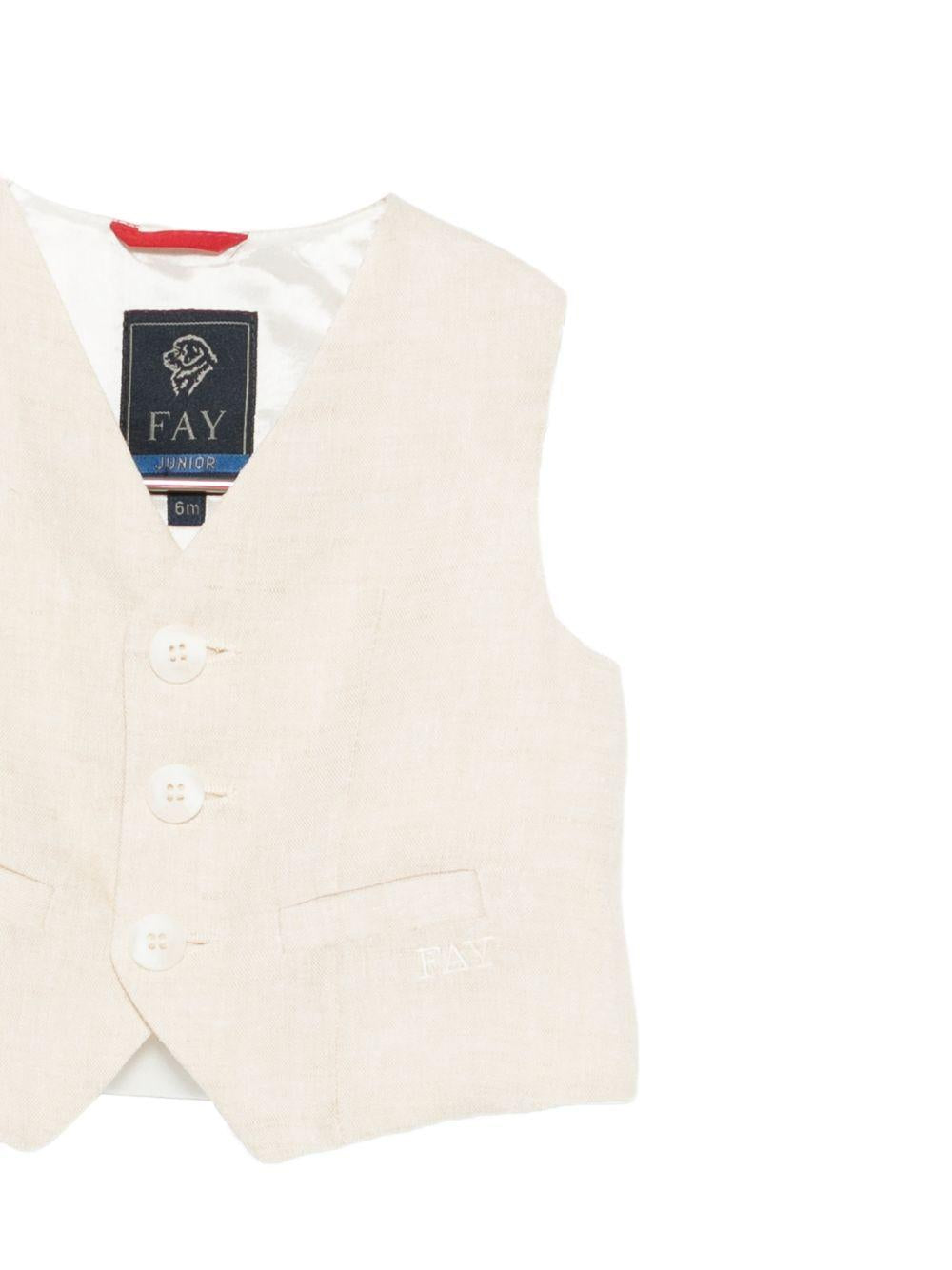 Gilet per neonato Fay Kids beige con logo ricamato tono su tono FY2542 I0318 109 FAY KIDS 