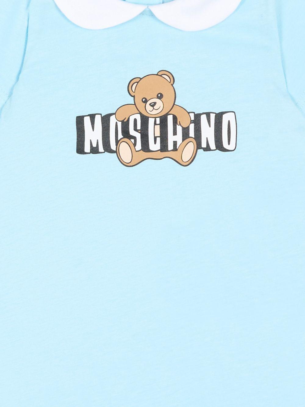 Tutina per neonato Moschino Kids azzurra con colletto alla Peter Pan MNY03YLAA03 40304 MOSCHINO KIDS 