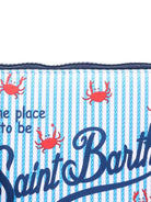 Pochette Aline MC2 Saint Barth bianca e azzurra con stampa granchio ALIN001 00762L MC2 ST. BARTH KIDS 