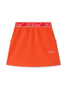 Gonna per bambina Off-White Kids arancione con banda logo OGCK001S25FLE001 2630 OFF WHITE KIDS 