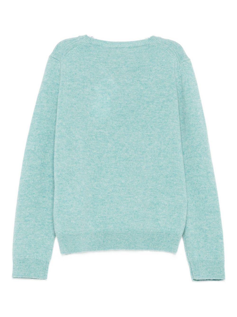 Maglione per bambina Bonpoint azzurro con logo ricamato W05GJUK00012 143 BONPOINT 