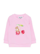 Felpa per neonata Moschino Kids rosa con stampa Teddy sul davanti MGF02KLCA52 51473 MOSCHINO KIDS 