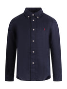 Camicia per bambino Polo Ralph Lauren Kids blu con ricamo Polo Pony sul davanti 322967600 004 Ralph Lauren kids 