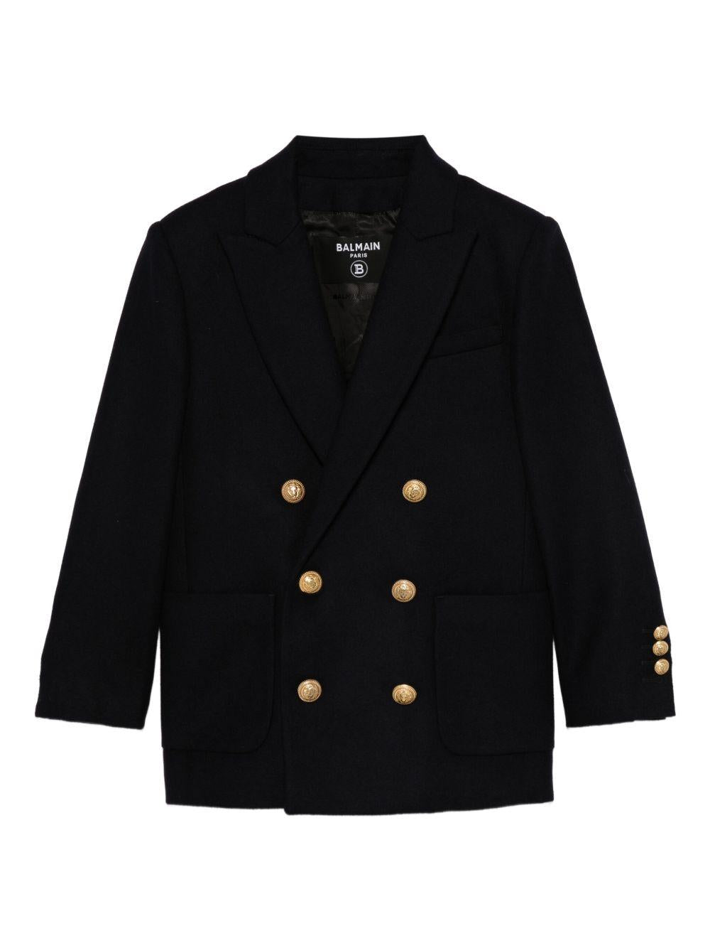 Blazer doppiopetto per bambino Balmain Kids blu con tasche applicate BX2P84 I0283 621OR BALMAIN KIDS 