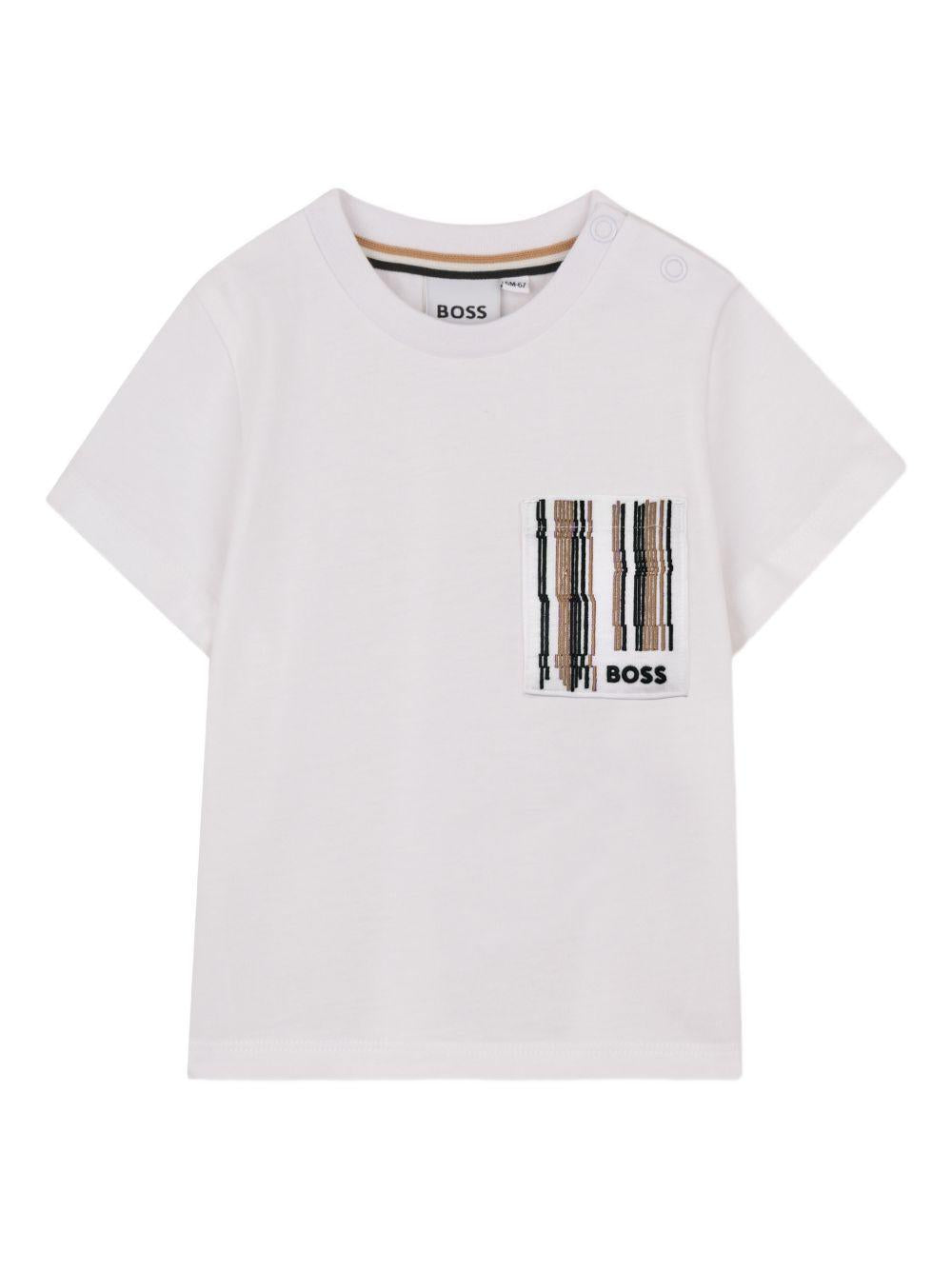 T-shirt per neonato Boss Kids bianca con taschino J52895 10P BOSS KIDS 