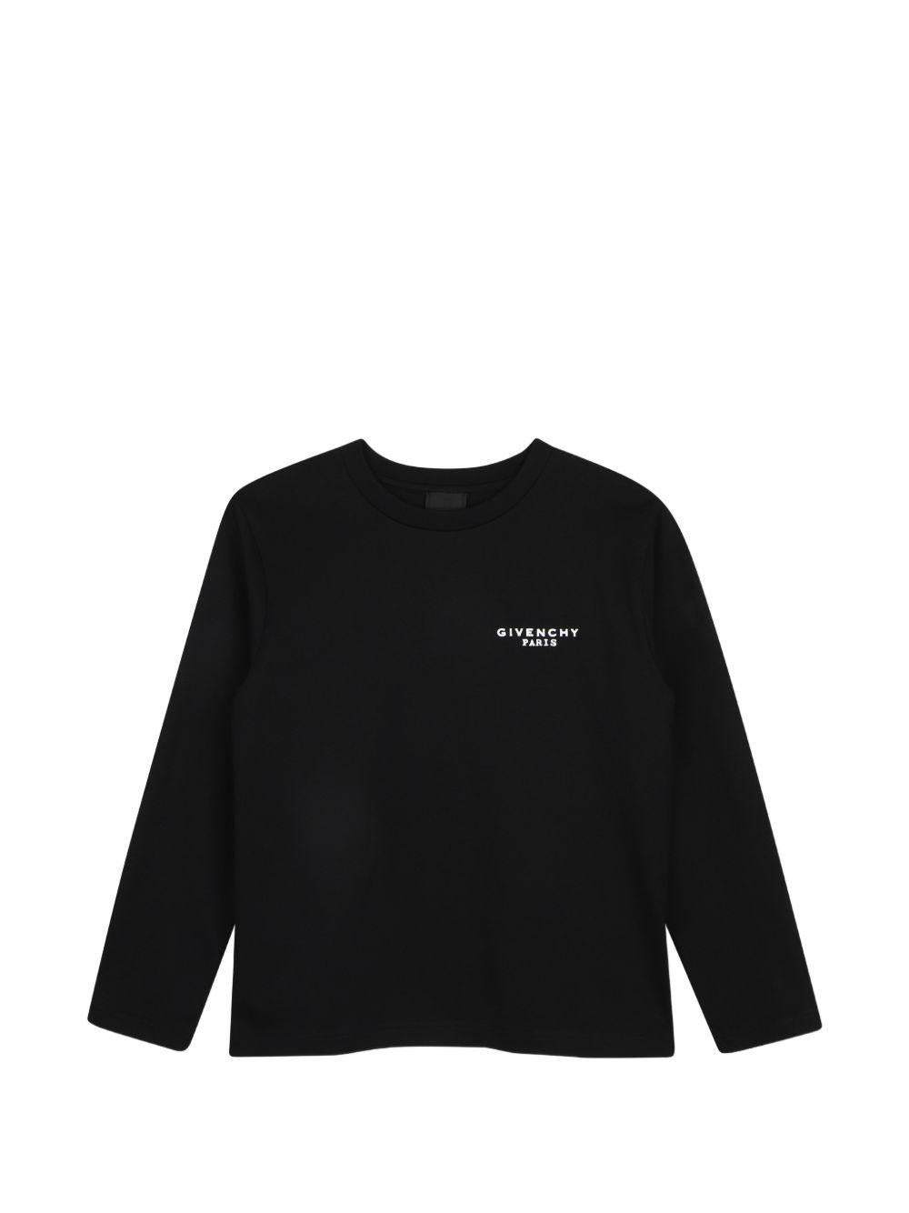 T-shirt per bambini Givenchy Kids nera con logo sul davanti H31415 09B GIVENCHY KIDS 