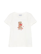 T-shirt per bambina Moschino Kids bianca con stampa grafica HIM06KLBA11 10063 MOSCHINO KIDS 