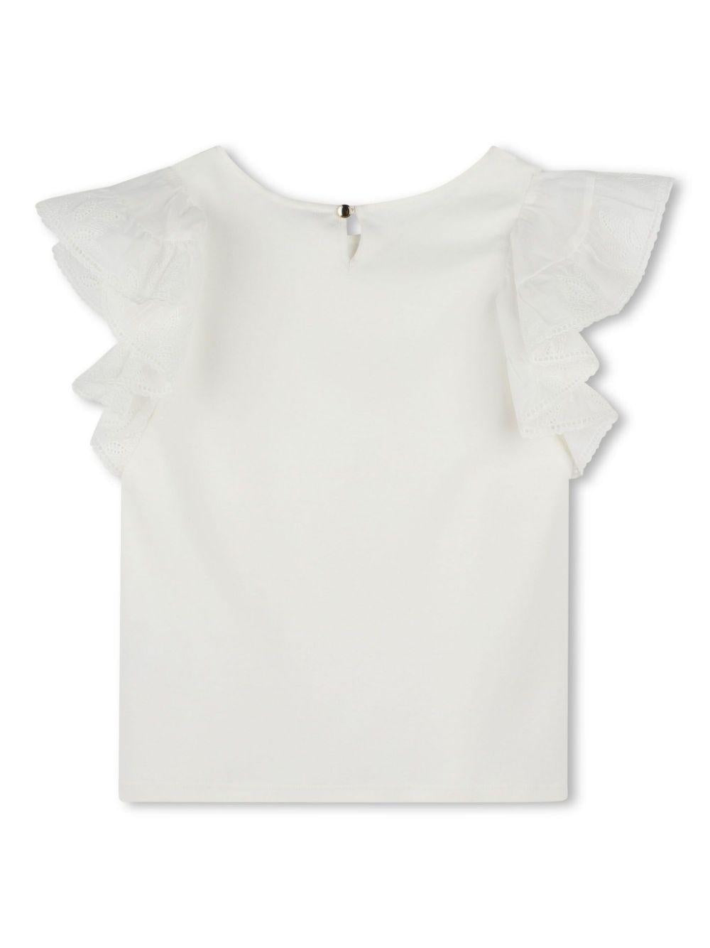 Blusa per bambina Chloé Kids Fancy bianco con dettagli ruches C20490 117 CHLOE' KIDS 