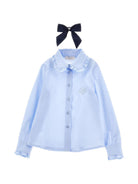 Camicia per bambina Monnalisa Kids azzurra con colletto con ruches 18HANA 8153 5856 MONNALISA KIDS 