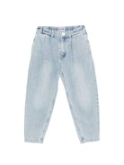Jeans per bambina Moschino Kids azzurro con stampa ciliegie sul retro HDP06WL0E34 40186 MOSCHINO KIDS 