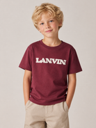 T-shirt per bambino Lanvin Kids bordeaux con logo ricamato N30397 955 LANVIN KIDS 