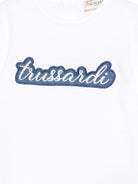 T-shirt per neonato Trussardi Junior bianca con logo blu sul davanti TIP26124TS WHITE TRUSSARDI KIDS 