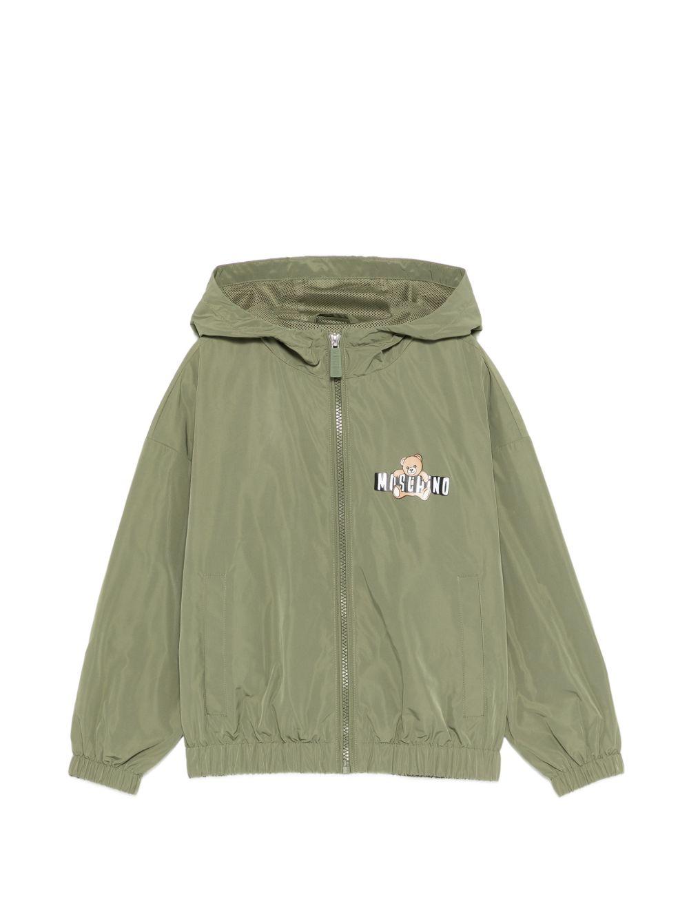 Giubbino per bambini Moschino Kids verde con stampa Teddy Bear sul davanti HUS05KL3A39 30037 MOSCHINO KIDS 