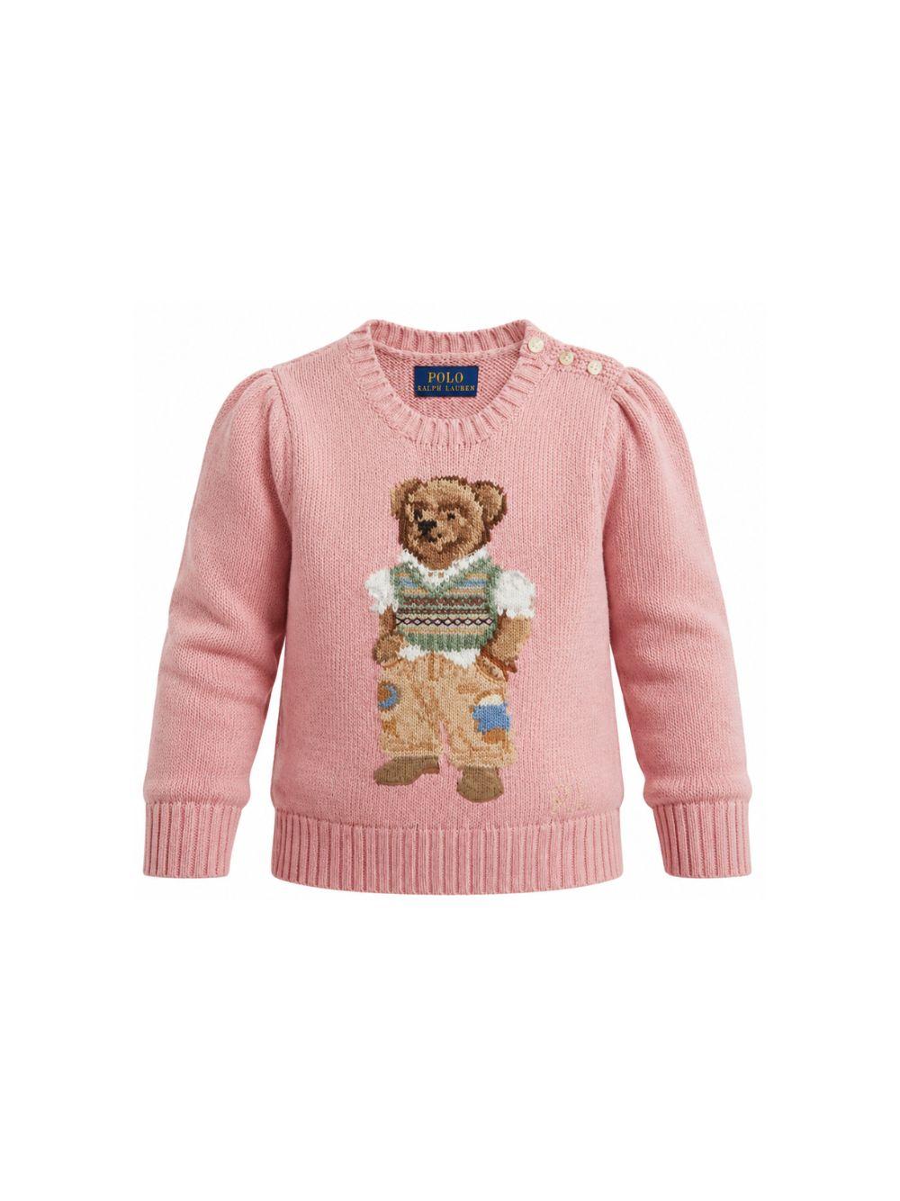 Maglione per bambina Polo Ralph Lauren Kids rosa con ricamo orsetto 312B17822 001 Ralph Lauren kids 