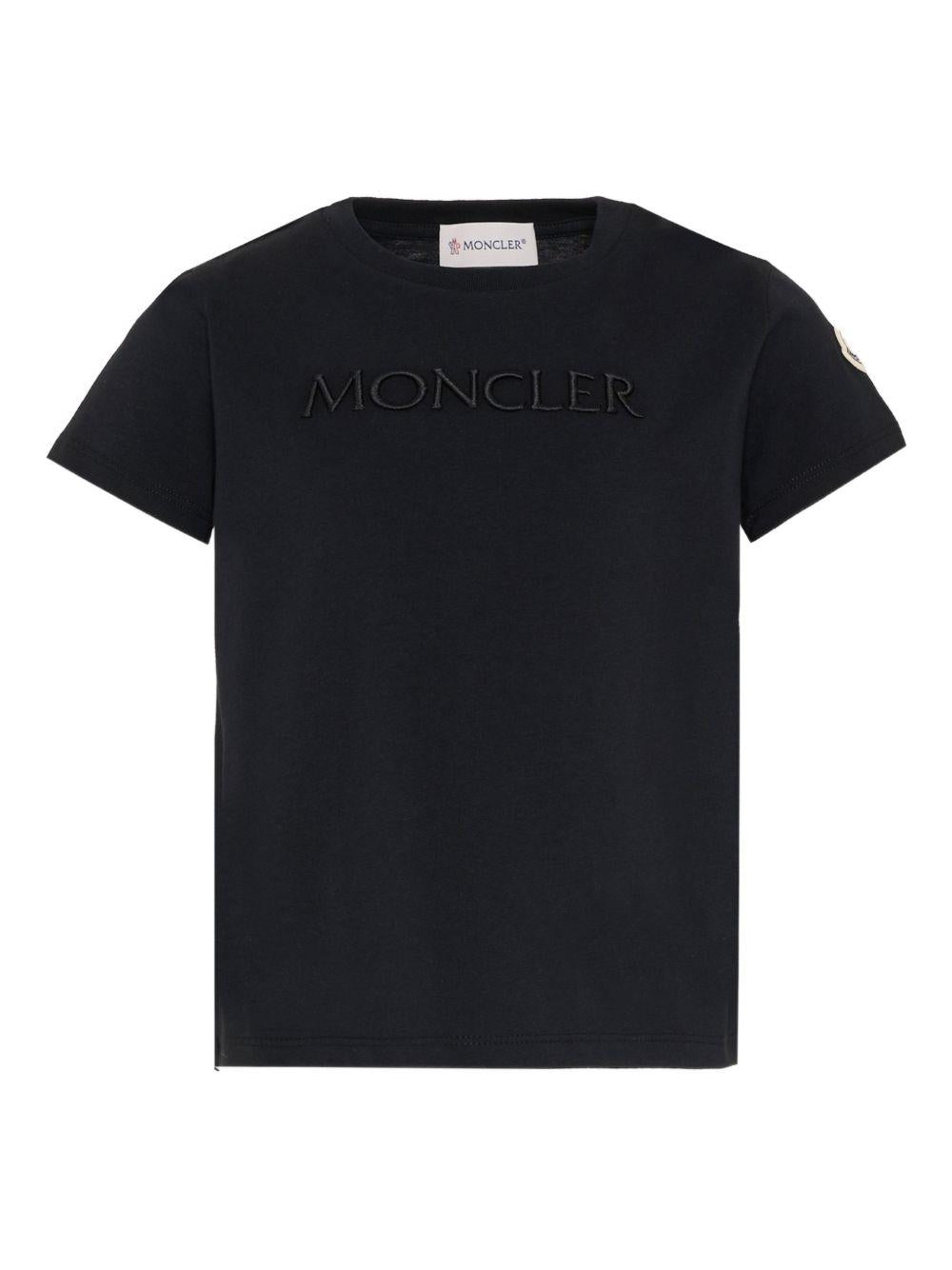 T-shirt per bambino Moncler Enfant nera con logo goffrato L19548C0000989AT9 999 MONCLER KIDS 