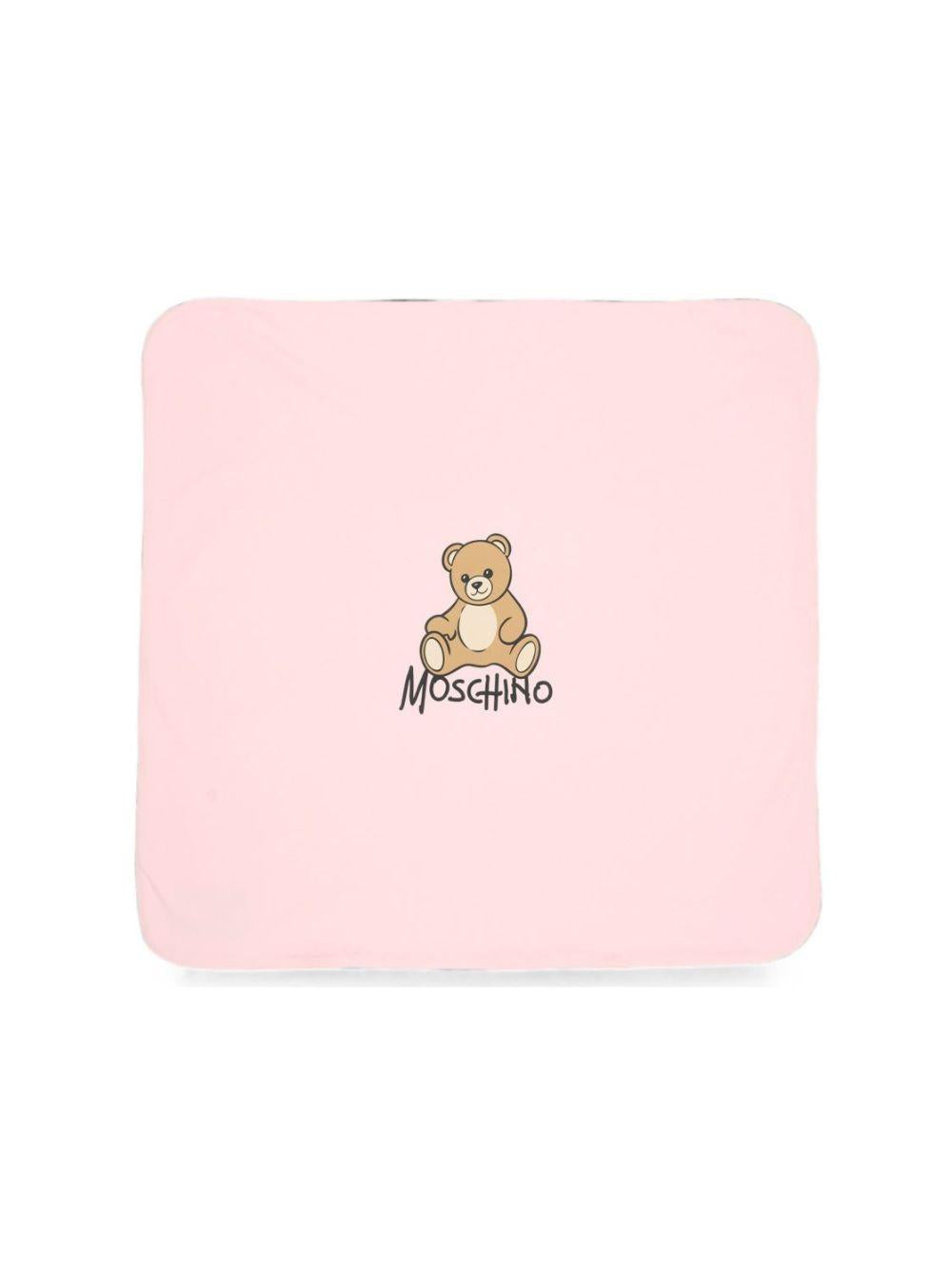 Coperta per neonata Moschino Kids rosa con dettaglio Teddy Bear MTB00FLCA40 50209 MOSCHINO KIDS 