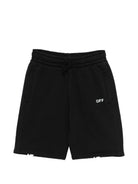 Shorts per bambino Off-White Kids neri con stampa grafica sul retro 44BCI001S26F003 001 OFF WHITE KIDS 
