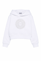 Felpa per bambino Moschino Kids bianca con cappuccio HDF06SLCA52 10101 MOSCHINO KIDS 