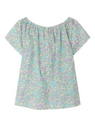 Blusa per bambina Bonpoint azzurro con motivo a fiori C06GBLW00005 556 BONPOINT KIDS 