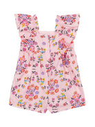 Tutina a fiori per neonata Moschino Kids rosa con scollo quadrato MDT019LLB42 83440 MOSCHINO KIDS 
