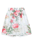 Shorts per bambina Vivetta azzurro in misto cotone e seta con stampa floreale all-over VE2559 AZZURRO VIVETTA KIDS 