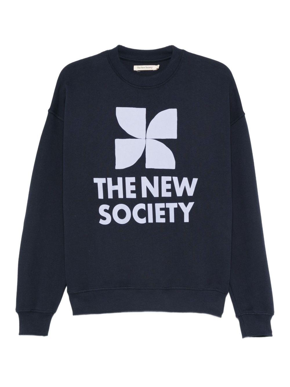 Felpa per donna The New Society blu con stampa grafica sul davanti AW25WSWT10C29 INFINITE NAVY THE NEW SOCIETY 