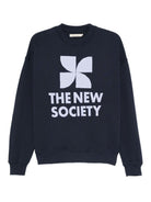 Felpa per donna The New Society blu con stampa grafica sul davanti AW25WSWT10C29 INFINITE NAVY THE NEW SOCIETY 