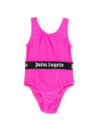 Costume da bagno per bambina Palm Angels Kids fucsia con stampa logo PGFC002S26JER001 044 PALM ANGELS KIDS 