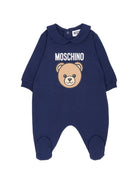 Tutina per neonato Moschino Kids blu con stampa Teddy Bear MUY098LCA19 40016 MOSCHINO KIDS 