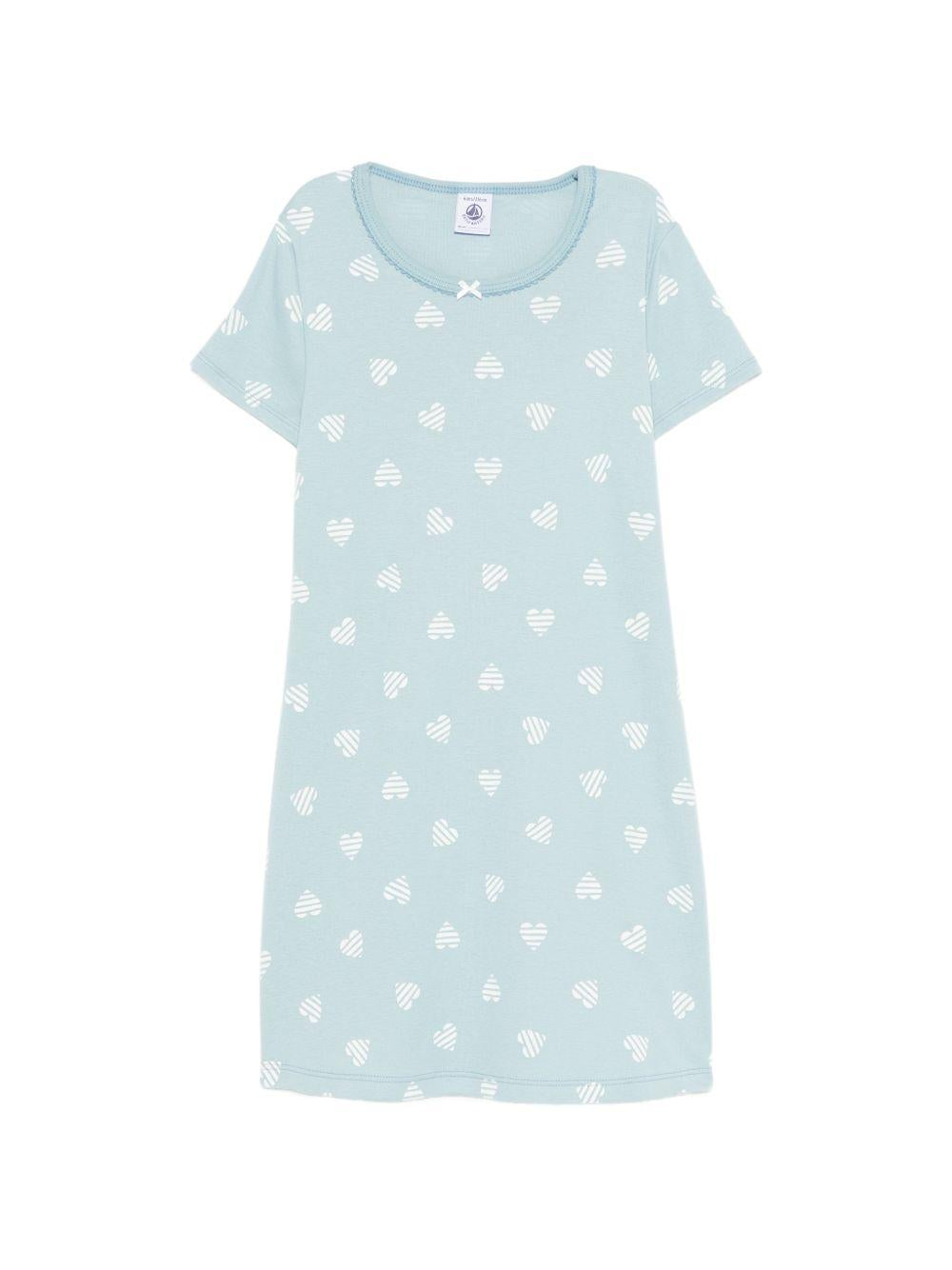 Camicia da notte per bambina Petit Bateau azzura con stampa a cuori A0FC6 01 PETIT BATEAU 