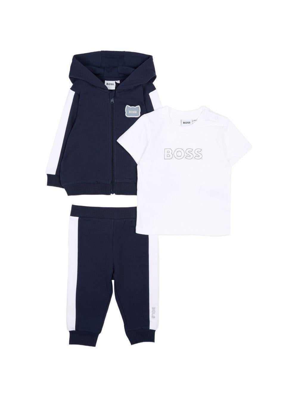 Tuta sportiva per neonato BOSS Kids blu con dettaglio a righe J53051 849 BOSS KIDS 