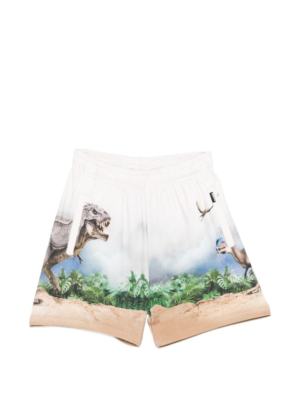 Shorts per bambino Molo bianco con stampa grafica dinosauri 1S26H205 9900 MOLO KIDS 