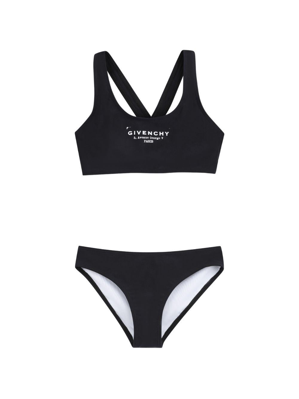 Bikini per bambina Givenchy Kids nero con stampa logo H31218 09B GIVENCHY KIDS 