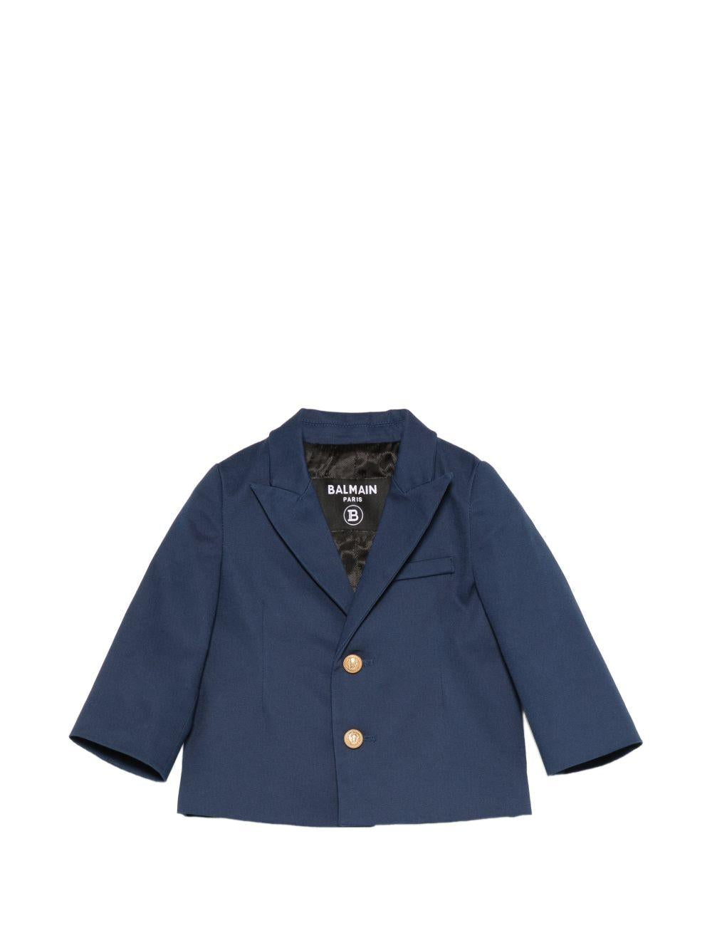 Giacca per neonato Balmain Kids blu con bottoni color oro BY2524 G0197 620OR BALMAIN KIDS 