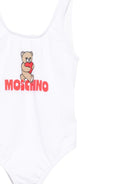 Costume da bagno per neonata Moschino Kids bianco con stampa orso sul davanti M3L00ALKA11 10101 MOSCHINO KIDS 