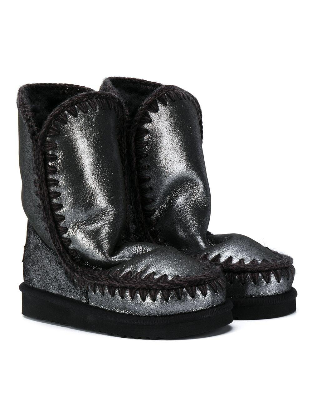 Stivali con cuciture a contrasto per bambina Mou Kids nero con punta tonda FW101000C MGBLK MOU KIDS 