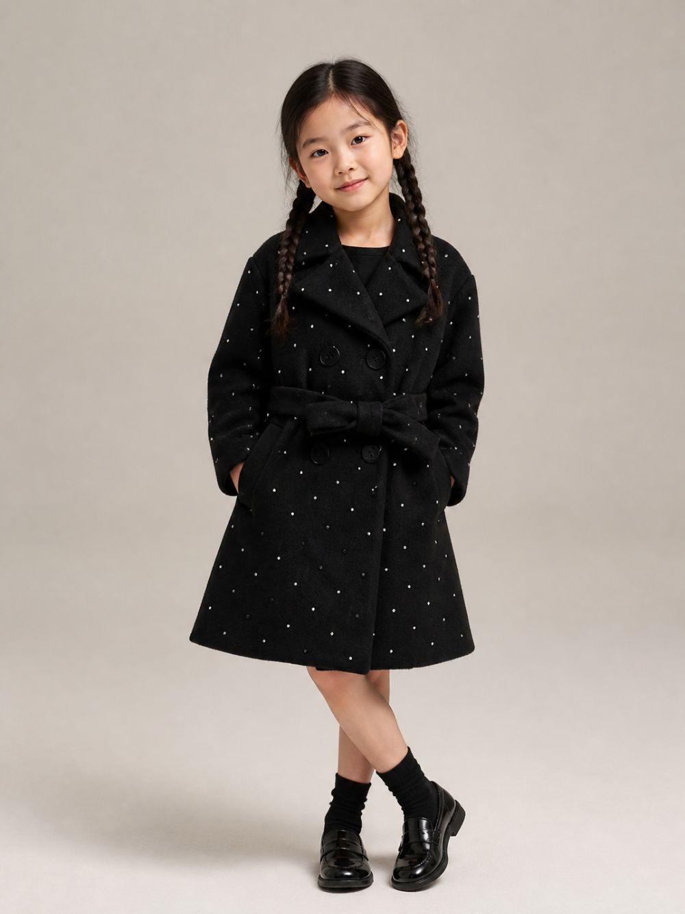 Cappotto per bambina Monnalisa Kids nero con decorazione con strass 17H111 8036 0050 MONNALISA KIDS 