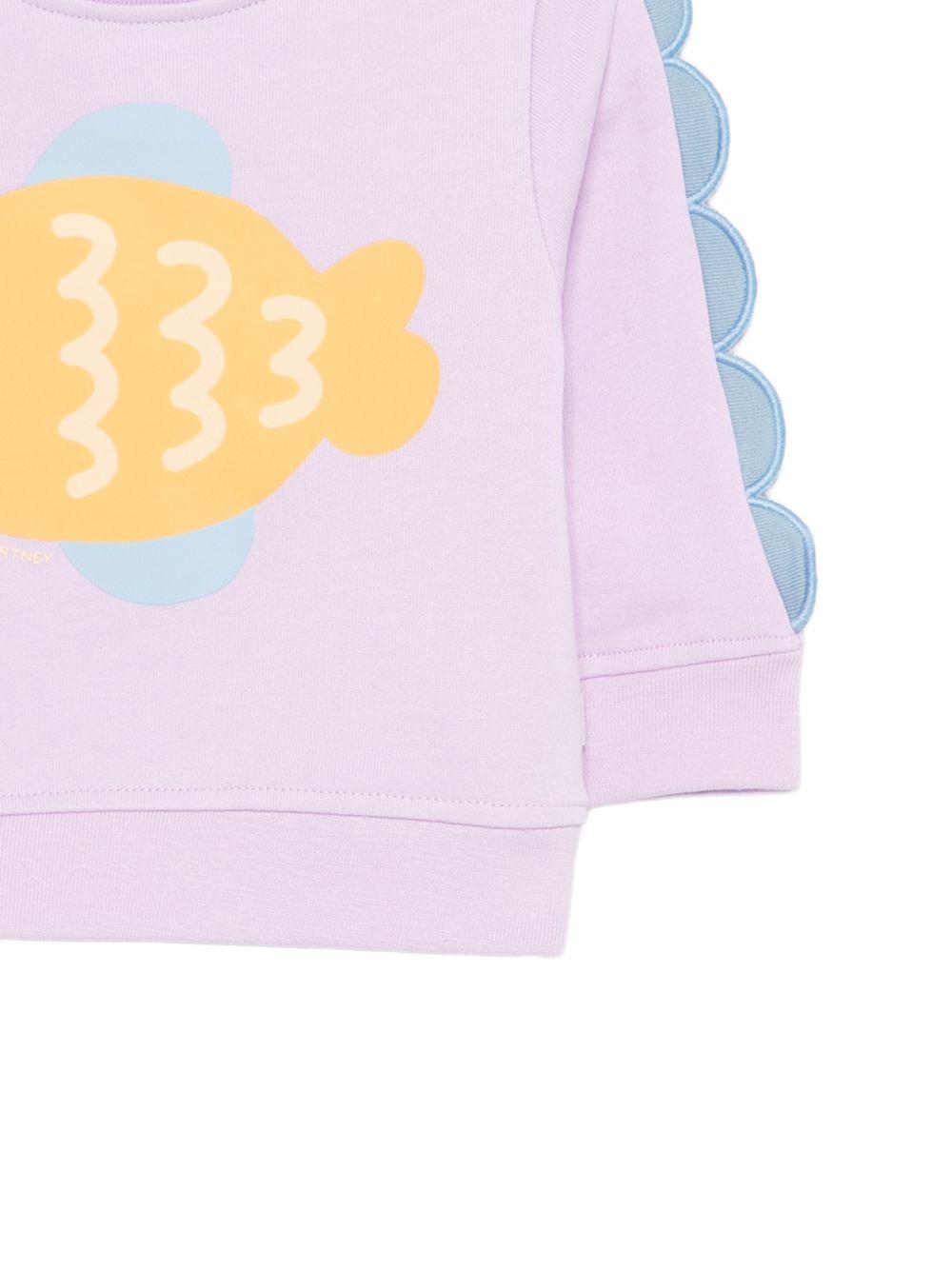 Felpa per neonata Stella McCartney Kids viola con stampa pesciolino TY4040 Z3409 539 STELLA McCARTNEY KIDS 