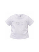 T-shirt per neonato Fendi Kids bianca con logo sul davanti BUI110 7AJ F0TU9 FENDI KIDS 